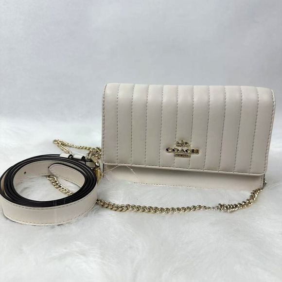 Coach Flap Belt Bag With Linear Quilting 3-way Shoulder Crossbody In Chalk 2664 - Picture 1 of 10